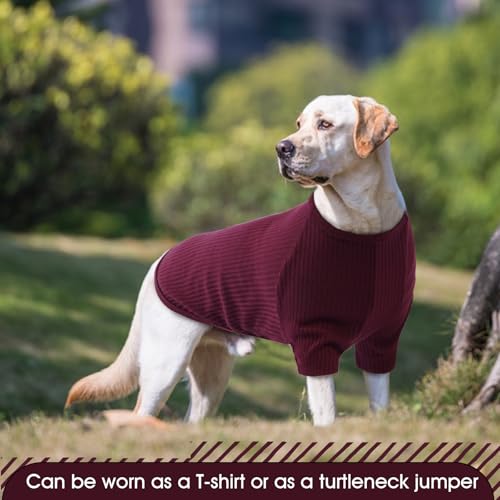 Hundeshirt Grosse Hunde, XL Hundepullover Groß Hunde Hundejacke Große Hunde Sweater für Groß Hunde Weihnachtspullover Hundemantel Strick mit Ohrenwärmer für Hunde(Weinrot, XL)