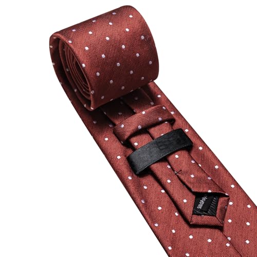 Image of Barry.Wang Ties for Men Silk Tie Sets Polka Dot Woven Necktie Pocket Square Cufflinks Business Wedding