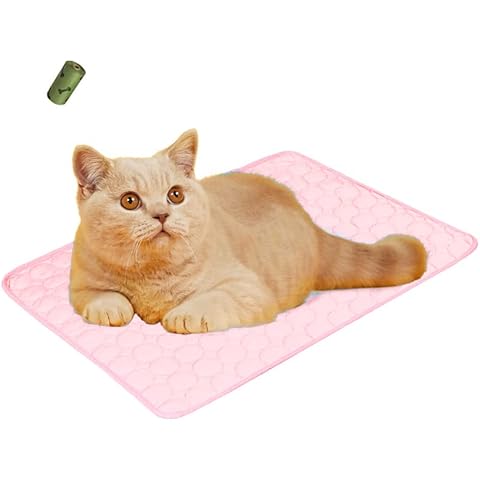 MICROCOSMOS Summer Cooling Mat & Sleeping Pad- Water Absorption Top, Materials Safe, Easy Carry, EZ Clean. Keep Cooling for Pets, Kids and Adults.(Pink, 19" x 15") Cover