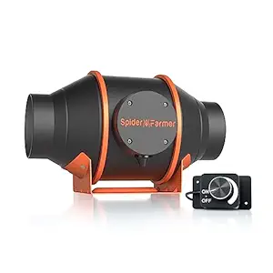 Spider Farmer 4 Inch Inline Duct Fan with Speed Controller, 205 CFM EC Motor Quiet Ventilation Exhaust Fan for Heating Cooling Booster, Grow Tents, Hydroponics, for Growing and Planting