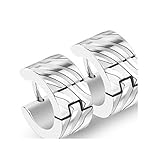 ✔ Highlight: Creolen Ohrringe (1 Paar) mit wellenförmigen Zebrastreifen und Clip-Verschluss in Juwelierqualität - Hochwertiger Edelstahl Ohrschmuck für Damen und Herren