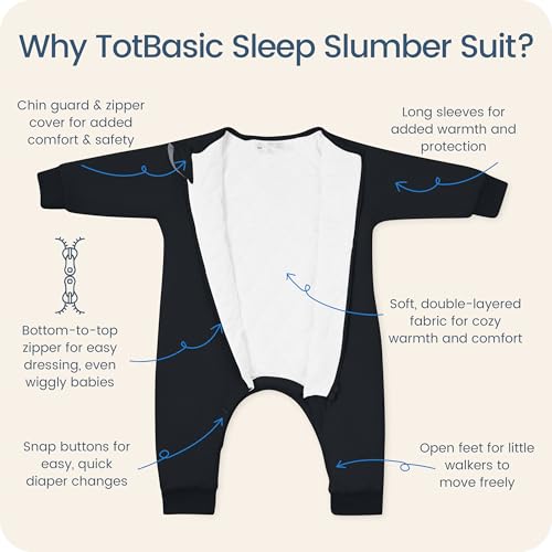 Image of Baby Sleep Sacks with Feet, 1.0 TOG Long Sleeve Wearable Blanket for 0-6M Infants & 2T-4T Toddlers, Soft and Cozy