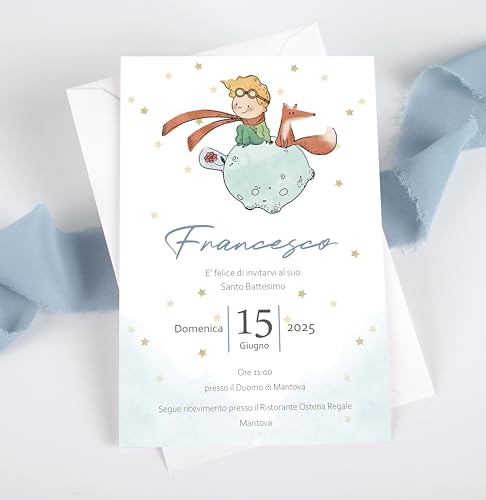 Inviti battesimo piccolo principe - partecipazioni piccolo principe bimbo bimba 10 pz 12x18 centimetri