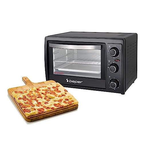 Beper 90.883 — Horno eléctrico 20 litros, elementos calefactores de acero, doble vidrio, mango termoaislante, temporizador hasta 60 minutos, temperatura hasta 230 °C, 3 modos de cocción, accesorios