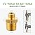 VFAUOSIT Gold Kitchen Faucet, Gooseneck with Pull Down Sprayer, Stainless Steel, Brushed, Single Hole, 1/2 Male Adapters, for Commercial Camper RV Farmhouse Bar Sink