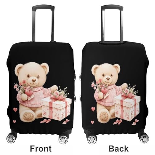 Teddy Bear Valentines Gifts Travel Luggage Cover for Suitcase 19-32 Inches Elastic Washable Baggage Protector3