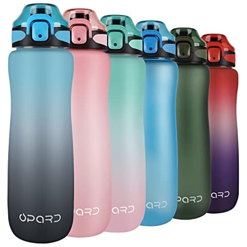 Opard 1L Trinkflasche Sport mit motivierender Zeitmarkierung und auslaufsicherem Klappdeckel Cover