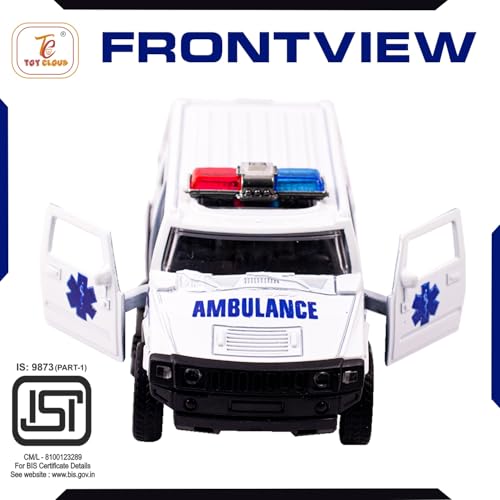 Image of Toy Cloud Hummer Ambulance Car 1:32 Scale Die-Cast Metal Toy with Opening Doors and Pull Back Action Realistic Toy Car