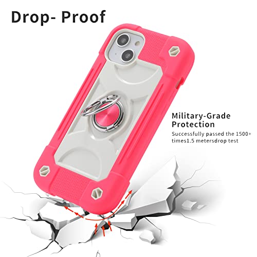 Image of MARKILL Compatible with iPhone Case with Ring Stand, Military Grade Drop Protection Full Body Rugged Heavy Duty Protective Durable Cover iPhone. (Hot Pink, iPhone 15 Plus /14 Plus 6.7 inch)