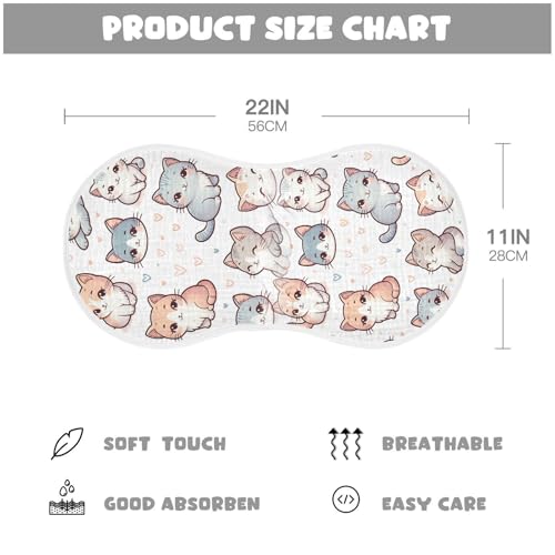 Muslin Baby Burp Cloths, Cute Cats Cotton Soft Burp Cloths for Newborns​​, Extra Absorbent Burp Cloths 4-Pack​​, 22 x 11 Inch3