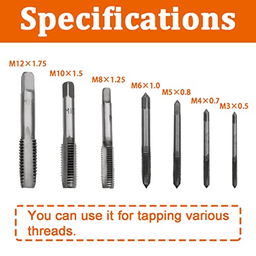 Image of 8pcs Metric Thread Machine Taps Set Metric Tap Set Tap Wrench Set Screw Thread Plug Taps M3 M4 M5 M6 M8 M10 M12 with 1 /16-1 /2'' Adjustable Tap Wrench O-033