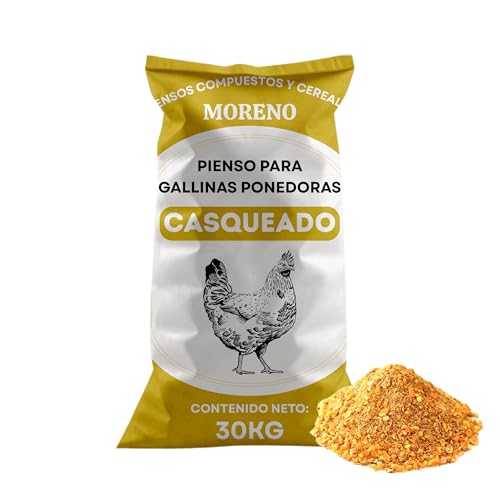 Pienso Gallinas Ponedoras Casqueado, Saco de 30 Kg | Pienso de 1º Calidad, Rico en Nutrientes y Propiedades | El Embalaje Puede Variar (1 Saco)
