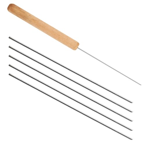 Decours Precisely Baiting Device with Wood Handle Stainless Steel Needle Efficient Fishing Preparation Enduring Stainless Steel Needle