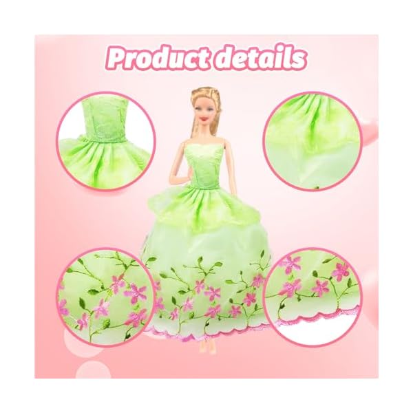 Ensemble de vêtements et accessoires de poupée 61 pièces, vêtements de poupée compatibles avec Barbie, y compris 13 robes, 1 ensemble haut et pantalon, 20 chaussures, 26 accessoires pour poupées de 41rDF7tKMrL. SS600
