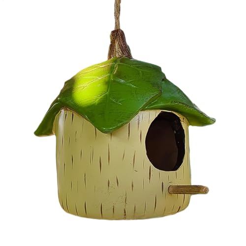 Caseta para pájaros de exterior, comederos para pájaros de exterior fáciles de limpiar, caseta para Rondin, casita para pájaros de madera, caseta decorativa para pájaros de exterior para colgar