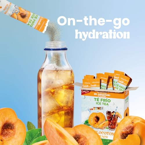 Castello since 1907 Instant Eistee Pulver Zuckerfrei | Pfirsich | 36 Sticks für 18 Liter | Zero Kalorien | Ohne Aspartam