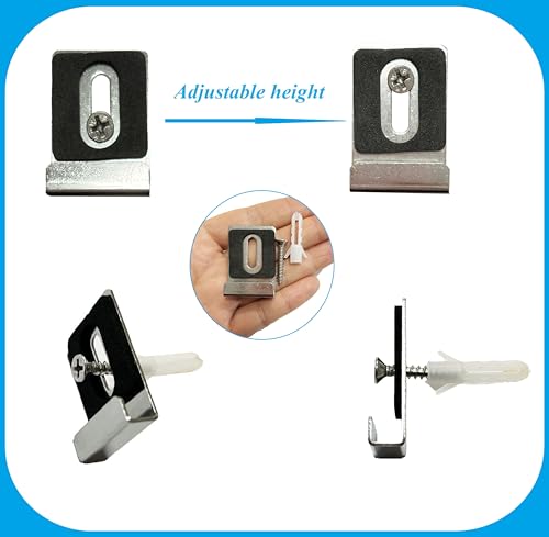 Image of Generic 8 Pcs Metal Mirror Clips , Mirror Holder Wide Fixing Clip Kit with Rubber Pads and Screws Heavy Duty Mirror Hanger for Wall Mount Frameless Tile Billboard Display(B), Silver