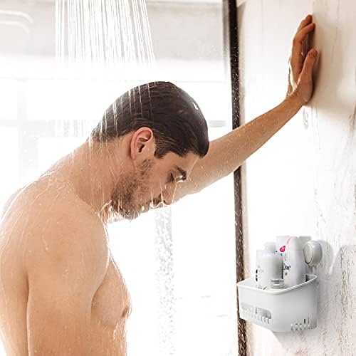 Joeji's Extra Strong Suction Shower Caddy - Shampoo Toiletries Caddy Organiser Basket for Bathroom - Supports up to 10kg - No Drill Install