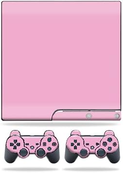 MightySkins Plated Sony Playstation 3 PS3 Slim Skins + 2 Controller Skins Sticker Plain Pink