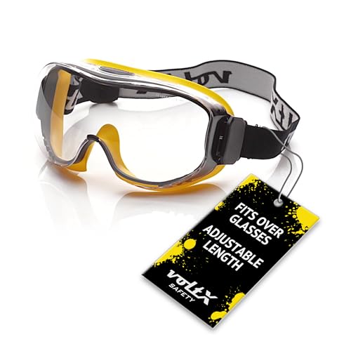 voltX DEFENDER ULTRA indirect ventilated Safety Goggles, CLEAR lens with snug fitting seal and buckle adjustable headband, CE EN166BT, EN170 Certified, Anti fog & Anti Scratch coated UV400 lens.