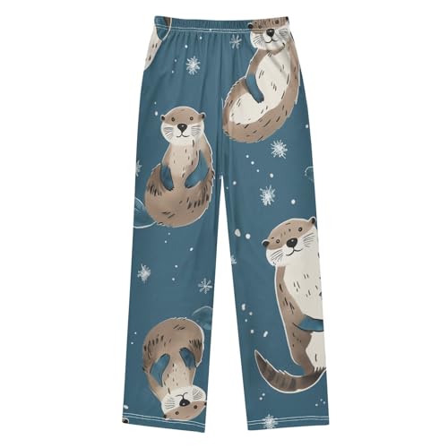 ZZXXB Otter Snow Boys Long Pants Soft Trousers Elastic Waist Kids Lounge Bottoms with Pockets S-XL2