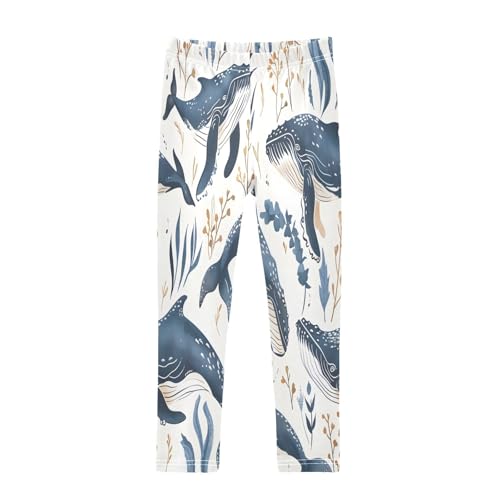 Bolaz Toddler Girls Leggings Printed Yoga Pants Leggings Underwater Humpback Whales for Kids