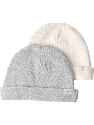 Little Planet by Carters Neutral 2-Pack Caps Made with Organic Cotton, Cream, Heather Grey, 0-3M