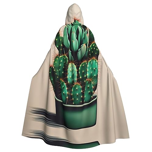 BrUgui - Capa de arte de cactus con capucha para mujeres y hombres, disfraz de capucha para Halloween, fiestas con capucha y capa de cosplay