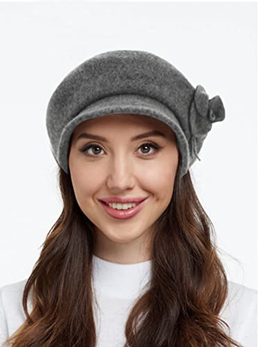 Wool French Beret Hat Grey Floral Beret Elegant Beret Cap Cloche Prom Winter Hat For Women And Girls #TOP2