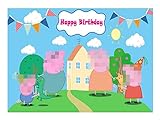 Este banner de fondo de fiesta de feliz cumpleaños utiliza un diseño de dibujos animados y agrega elementos de personajes de dibujos animados vívidos y lindos para hacer que su fiesta sea más atractiva para usted y los amigos de sus hijos.