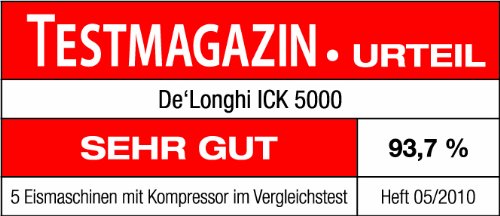 De'Longhi ICK 5000 Eiscremeautomat, Kompressor, weiß, 24.5 cm l x 42.6 cm b x 32.6 cm – Bild 5
