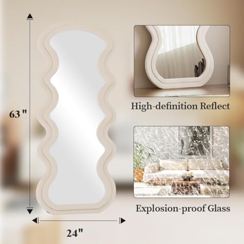 Image of Koonmi 63 inchx24 inch Wavy Mirror Full Length, Flannel Full Body Mirror