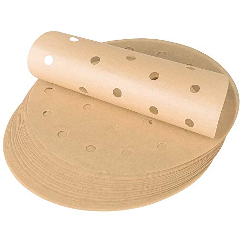 Wanderland Air Fryer Parchment Paper 100 Pcs 9 inch Unbleached Round Heavy Duty Air Fryer LinersSteaming Parchment LinerPerforated Parchment Paper for Baking Cookies Cooking Air Fryer Grilling