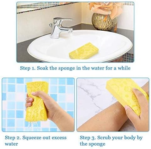 3pcs Ultra Soft Exfoliating Sponge,Bath Sponge for Kids and Adult Shower,Dead PVA Skin Sponge Remover for Bathroom Body Cleansing Supplies