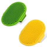 TIESOME Cepillo de baño para perros y gatos, 2 unidades, de silicona, cepillo para el cuidado de mascotas, cepillo de masaje calmante, peine de goma, cepillo de limpieza para pelo con anillo ajustable
