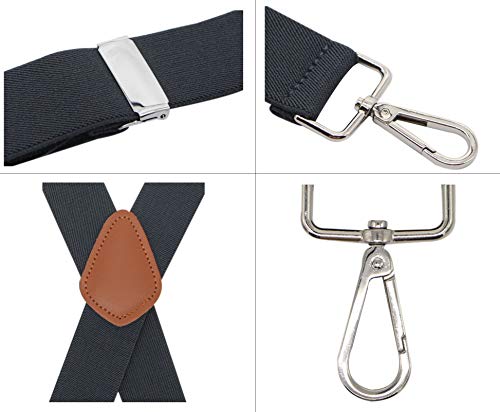 Bioterti Men’s Heavy Duty X- Back 1.4 Inch Suspenders With 4 Snap Hooks (Dark Grey) #TOP2