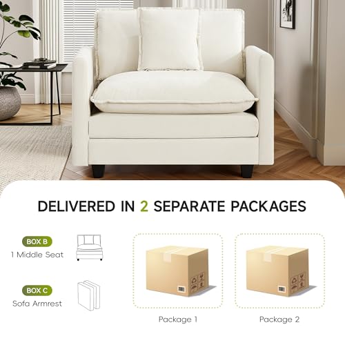 Sillón Plegable Chenille Beige miniatura 7
