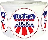 USDA Choice Grade Grocery Store Food Labels 1.5 Inch Prime Stickers Round Meat Food Packaging Labels - USDA Choice Stickers Grade Beef Grocery Store Meat Packaging Sticker 500 Pcs