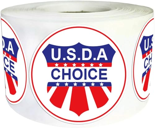 USDA Choice Grade Grocery Store Food Labels 1.5 Inch Prime Stickers Round Meat Food Packaging Labels - USDA Choice Stickers Grade Beef Grocery Store Meat Packaging Sticker 500 Pcs