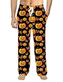 Soophiea Halloween Pajama Pants Mens Lounge Pants Funny Pumpkin Graphic Men Pajama Bottoms with Pockets Drawstring