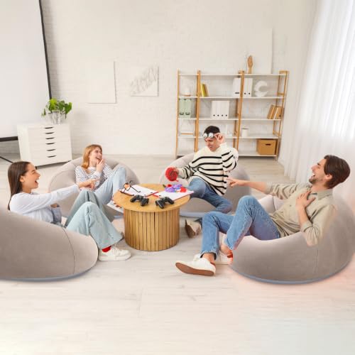 Image of Realspring Inflatable Bean Bag Chairs Outdoor Blow up Camping Chairs Inflatable Lazy Sofa Folding Portable Bean Bag Loungers Couch for Movie Night(Coffee,24 Pcs)