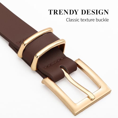 XZQTIVE Women Leather Belt with Square Gold Buckle Fashion Ladies Waist Belt for Jeans Pants Dresses2