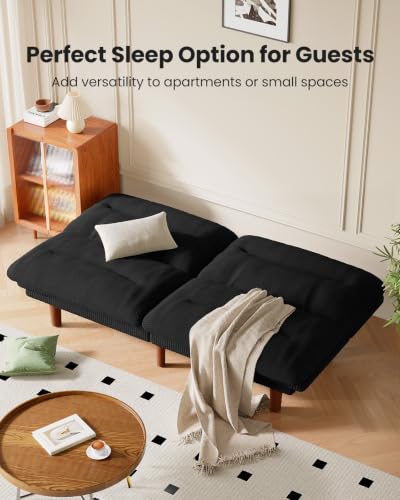 Image of Amada 66 inch Convertible Futon Sofa Bed Corduroy Loveseat