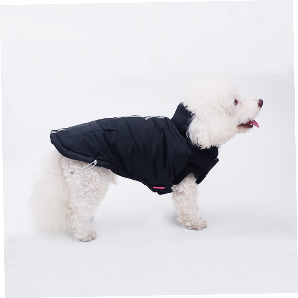 Kisangel 2pièces Veste Coton Noir Réfléchissante pour Chien Gilet Hiver Lumineux Et Chaud Vêtement De Sport pour Animaux De Compagnie Moyen