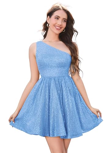 Robe à paillettes pour femme et adolescente bleu ciel en taille 48 de soirée