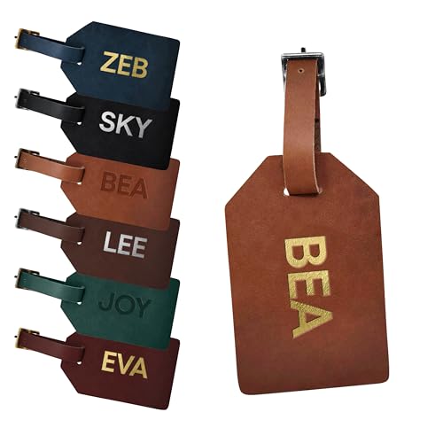Northwind Custom Leather Luggage Tag – Personalized Monogram Travel Bag Tag, Handmade Premium Leather with Secure Strap, Unique Durable Travel Accessory Gift for Him and Her – Made in USA