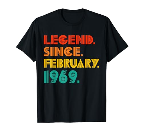Legend Since February 1969 Vintage 1969 Birth Of Birthday Camiseta