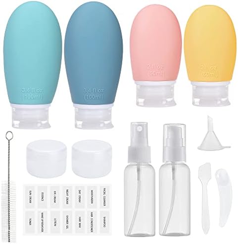 HubHnb Silicone Travel Bottles Set for Toiletries, 14 pack TSA Approved Toiletry Leak Proof Refillable Travel Size Containers for Shampoo Conditioner Lotion Body Wash