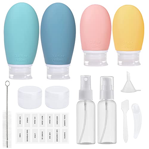 Hubhnb Silicone Travel Bottles Set For Toiletries, 14 Pack Tsa Approved Toiletry Leak Proof Refillable Travel Size Containers For Shampoo Conditioner Lotion Body Wash #TOP7