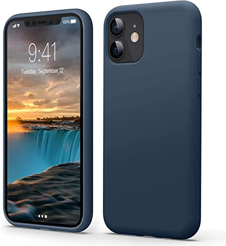 Flyzoo Liquid Silicone Case for iPhone 11 (6.1"), [Scratch-Resistant, Anti-Fingerprint, Shockproof] Ultra Slim Protective Phone Case, 4-Layer Cover with Microfiber Lining, Silky-Soft Touch, Dark Blue